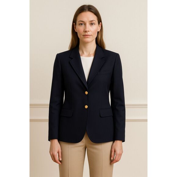 Vintage  Burberrys' Blue Blazer Lady Jacket Top  Women's Size Small - Picture 1 of 11